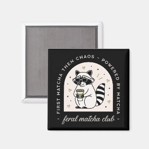 Imán Amantes del raccoon divertido del club matcha Fera