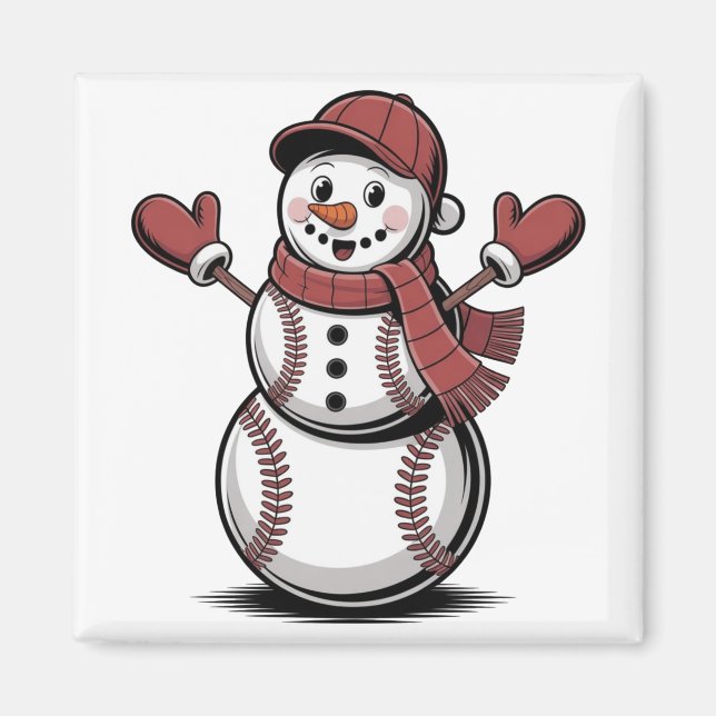 Imán Amantes deportivos de Navidades de béisbol de Snow (Frente)