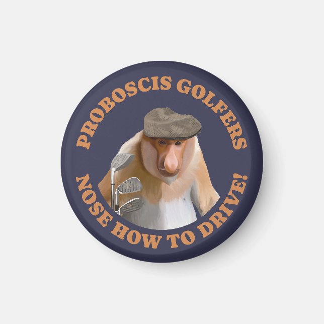 Imán Amantes divertidos del Monkey Golf Proboscis (Frente)