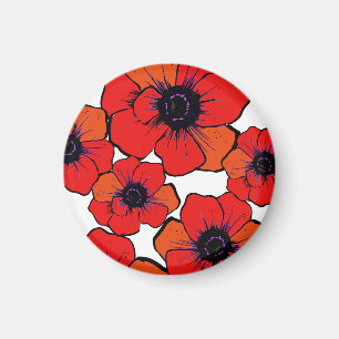 Imán Amapolas anaranjadas rojas intrépidas