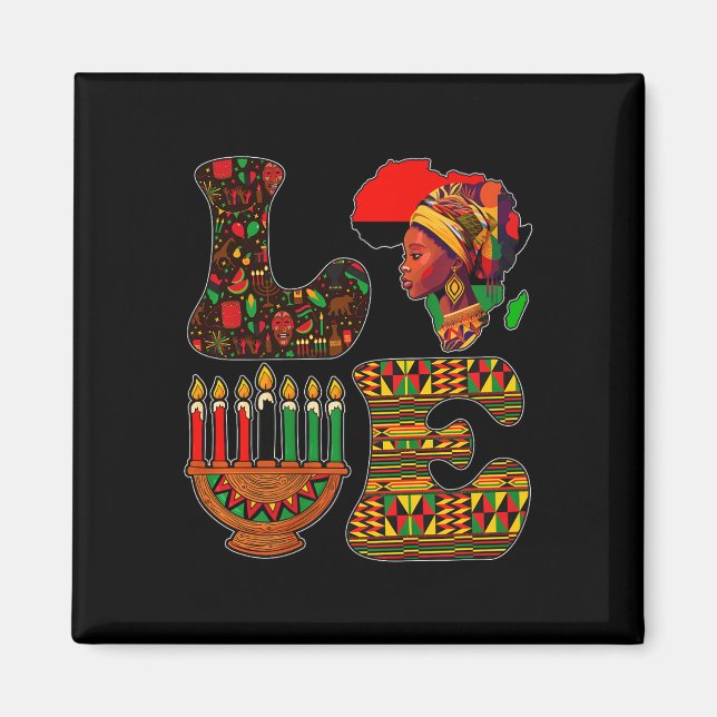 Imán Amar a Kwanzaa Kinara Principios Velas Panafricana (Frente)