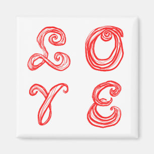 Imán AMAR letras rojas de tela de arte de palabras