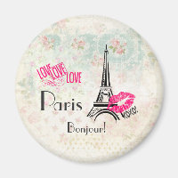 Amar París con la Torre Eiffel en un patrón vintag