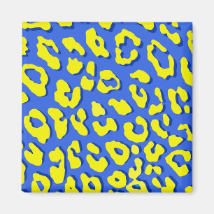 Imán Amarillo azul de impresión Leopardo
