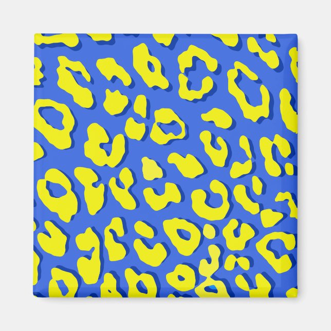 Imán Amarillo azul de impresión Leopardo (Frente)