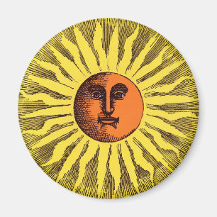 Imán Amarillo Celestial Sonriente Feliz Sol Hippie