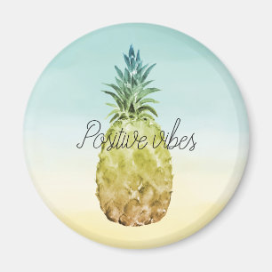 Imán Amarillo de piña tropical Ombre amarillo personali