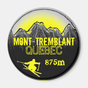 Imán amarillo del arte de Mont Tremblant Quebec