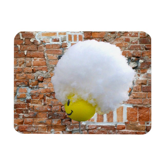 Imán Amarillo Feliz Cara Antena Topper, Fluffy Nieve Go (Horizontal)