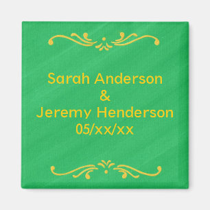 Imán Amarillo Fleur De Lis Border Green Save date Magna