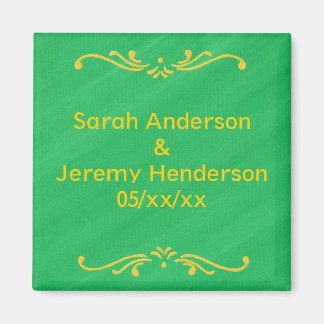 Imán Amarillo Fleur De Lis Border Green Save date Magna
