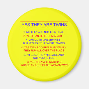 Imán Amarillo fraternal de las preguntas de los gemelos