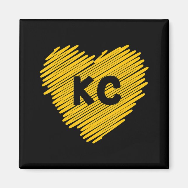 Imán Amarillo Kansas City Heart Lover Football KC Mens (Frente)