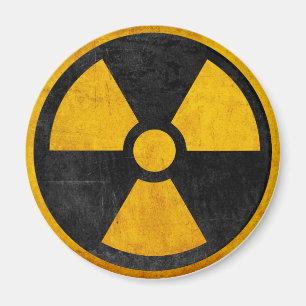 Imán Amarillo radiactivo y negro del reactor nuclear