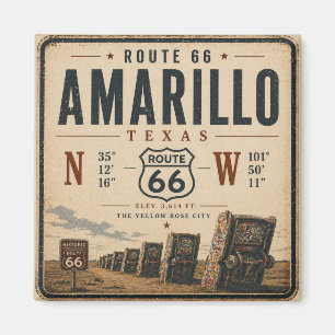 Imán Amarillo Ruta 66 Coordenadas Recuerdo