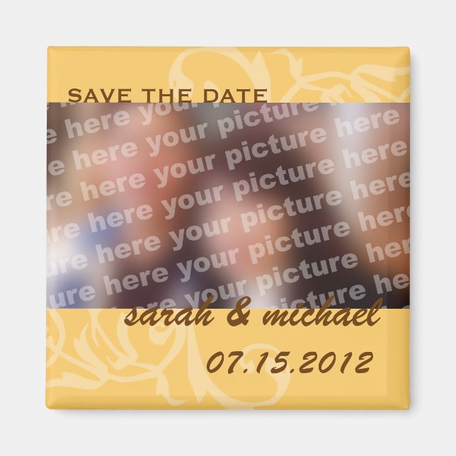 Imán Amarillo salva la foto de la invitación del boda d (Frente)