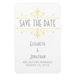 Imán Amarillo v2 Fancy Ornamental Save the Date Magnet