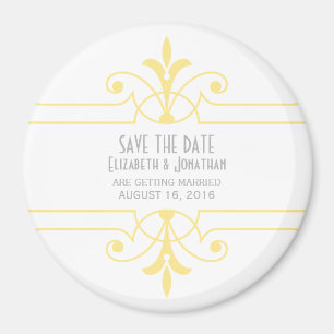 Imán Amarillo v2 Fancy Ornamental Save the Date Magnet