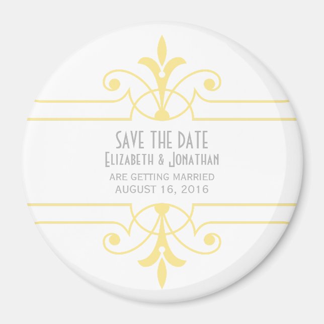 Imán Amarillo v2 Fancy Ornamental Save the Date Magnet (Frente)
