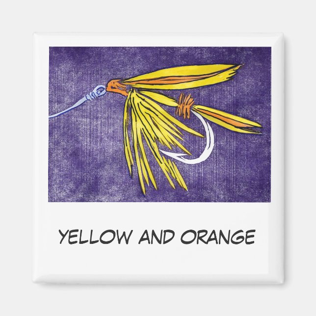 Imán "Amarillo y Naranja" Fly Fishing Art Magnet (Frente)