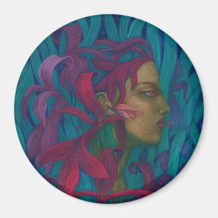 Imán Amaryllis, mujer y flores arte bello surrealismo p