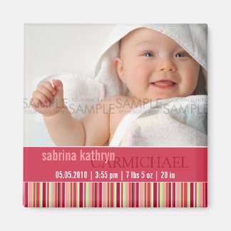 Imán Amaryllis Stripes ・ Invitación del bebé