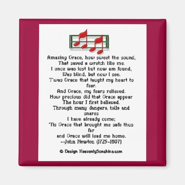 Imán Amazing Grace Hymn (Frente)