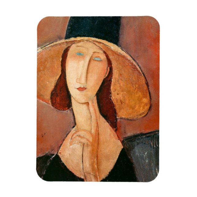 Imán Amedeo Modigliani - Jeanne Hebuterne en gran Gorra (Vertical)