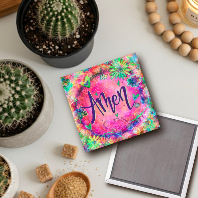 Imán Amen Pink Floral Hearts Bonito Trendy (Subido por el creador)