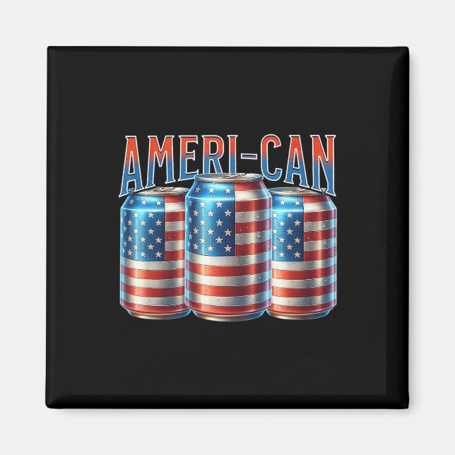 Imán Ameri-can Funny Beer Can Flag Patriotic 4th Of Jul (Frente)