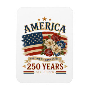 Imán América 250 años desde 1776 Bandera floral patriót