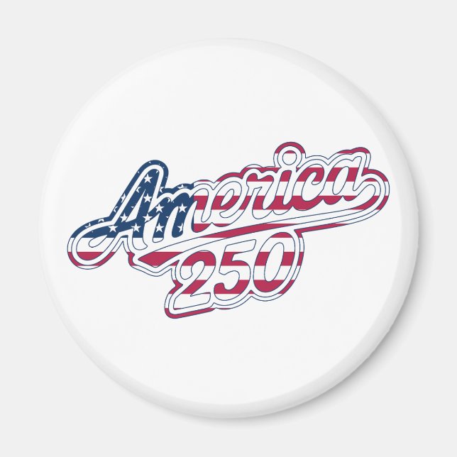 Imán America 250 Flag Script Semiquincentennial Design (Frente)