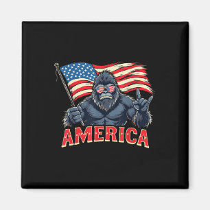 Imán America Bigfoot Sasquatch Julio 4 Rock De Bandera
