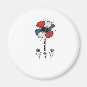 Imán América Floral Patriótico Vintage Diseño Vectorial