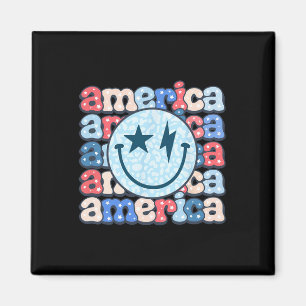 Imán America Groovy Sonríe Camisa Para Mujeres 4 De Jul