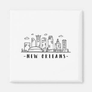Imán America Louisiana New Orleans Skyline Silhouette