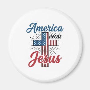 Imán América Necesita Jesús Diseño de Camiseta Cruz Pat