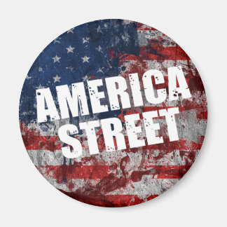 Imán America Street Round Magnet