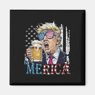 Imán América Trump 4 de julio Divertido bebiendo cervez