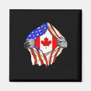 Imán América Usa Bandera Canadiense Pecho Raíces Canadi