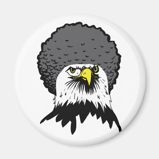 Imán American Bald Eagle Afro Funny Fridge Magnet (Frente)
