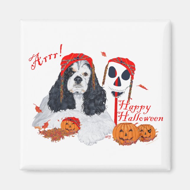 Imán American Cocker Spaniel Halloween (Frente)