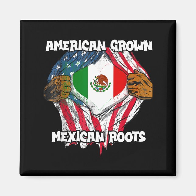 Imán American Grown Mexican Roots Mexico Country Lover  (Frente)
