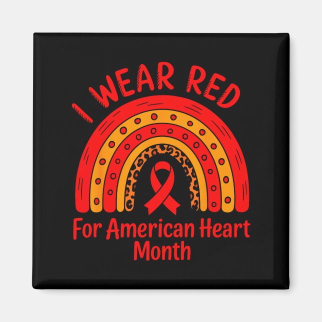 Imán American Heart Disease Awareness Month Ribbon Red  (Frente)