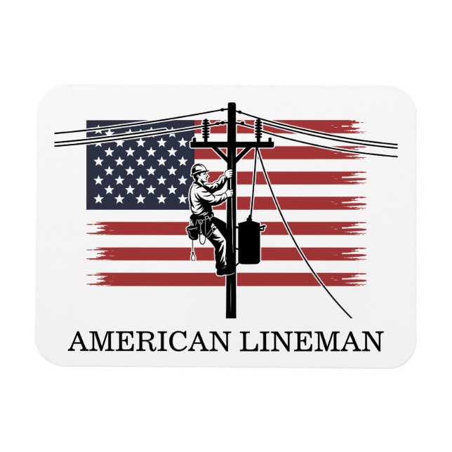 Imán American Lineman Flag – Electrician & Utility Work (Horizontal)