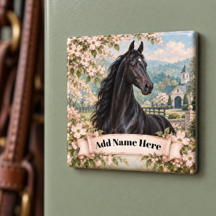Imán American Saddlebred Negro Personalizado Dogwood 