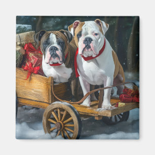 Imán American Staffordshire Nieve Trineo Navidad