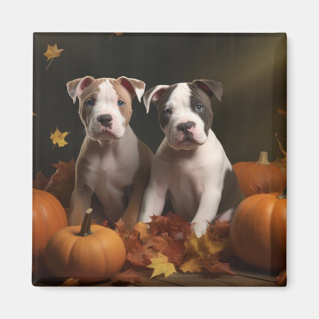 Imán American Staffordshire Puppy Autumn Delight (Frente)