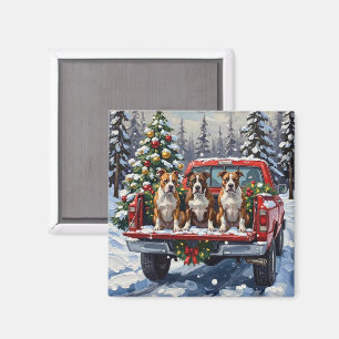 Imán American Staffordshire Terrier Navidad Camioneta R