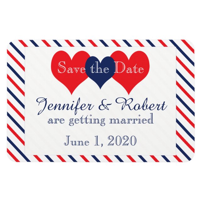 Imán Americana Hearts Wedding Save the Date (Horizontal)